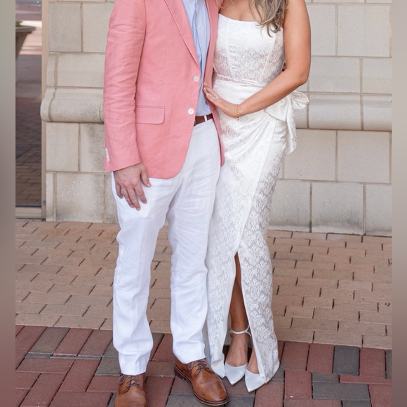 V. Chapman June Corset Jacquard Front-Slit Gown - Picture 5 of 7